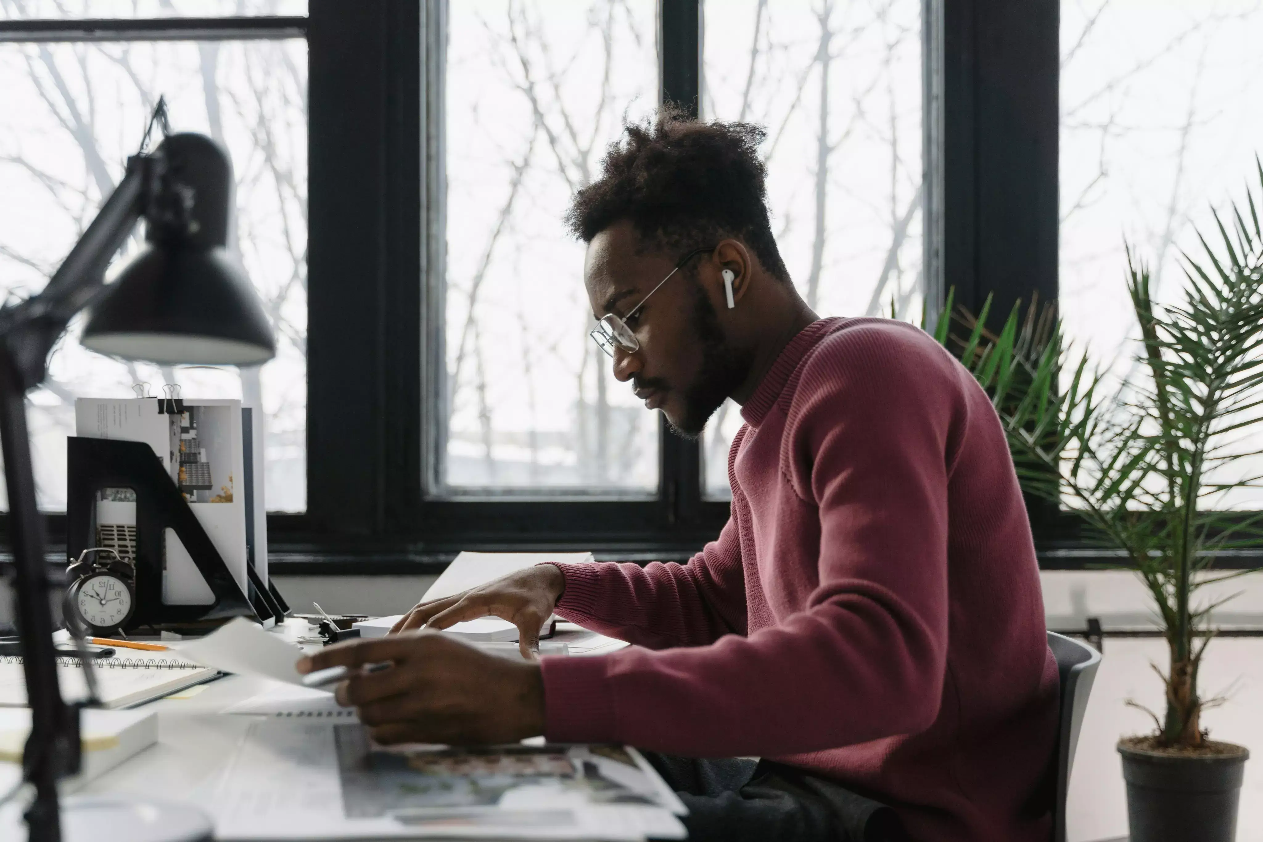 A man studying.